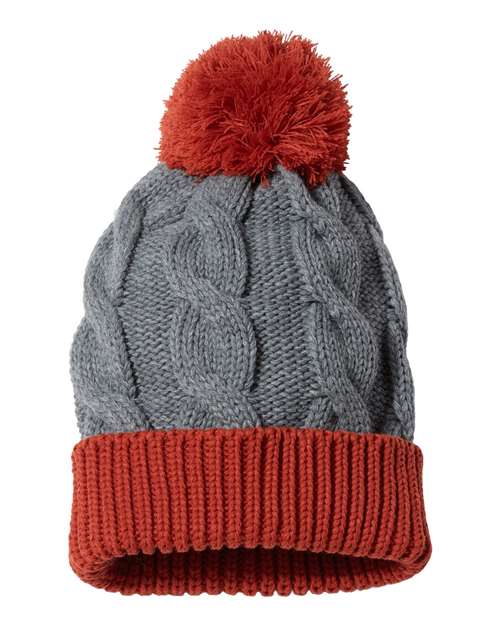 Richardson 141R Chunk Twist Cuffed Beanie #color_Heather Grey/ Rust
