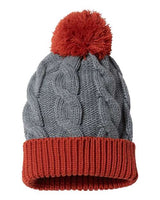 Richardson 141R Chunk Twist Cuffed Beanie #color_Heather Grey/ Rust