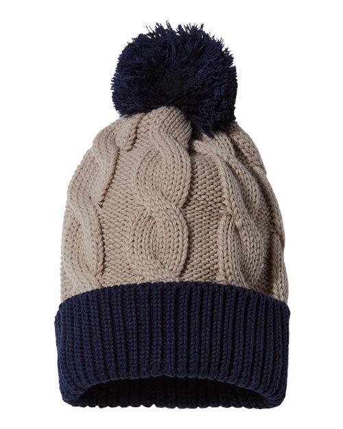 Richardson 141R Chunk Twist Cuffed Beanie #color_Stone/ Navy
