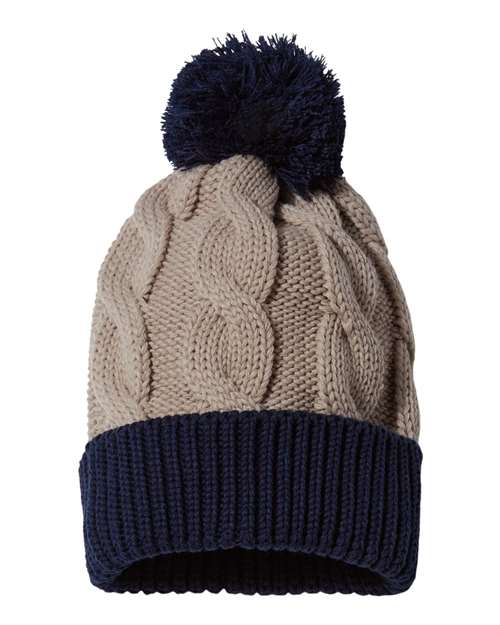 Richardson 141R Chunk Twist Cuffed Beanie #color_Stone/ Navy