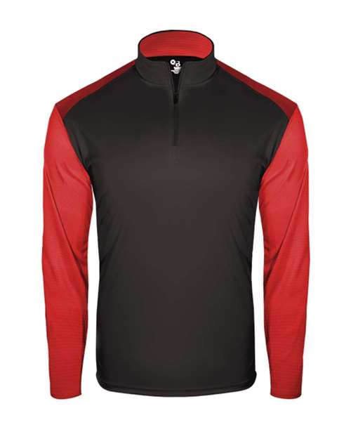 Badger 4231 Breakout Quarter-Zip Pullover #color_Black/ Red