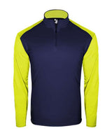 Badger 4231 Breakout Quarter-Zip Pullover #color_Navy/ Safety Yellow
