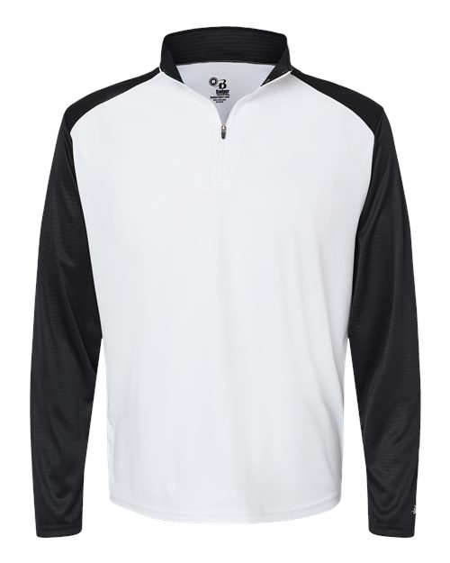 Badger 4231 Breakout Quarter-Zip Pullover #color_White/ Black