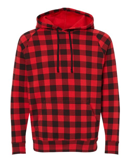 Independent Trading Co. PRM33SBP Special Blend Raglan Hooded Sweatshirt #color_Red Buffalo Plaid