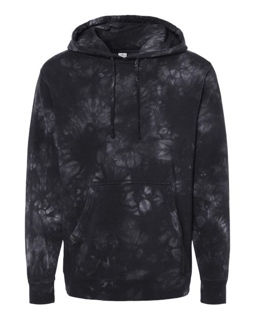 Independent Trading Co. PRM4500TD Midweight Tie-Dyed Hooded Sweatshirt #color_Tie Dye Black