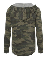 Independent Trading Co. PRM2500 Women’s Lightweight California Wave Wash Hooded Sweatshirt #color_Forest Camo Heather