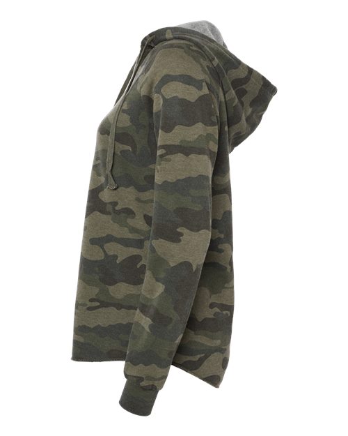 Independent Trading Co. PRM2500 Women’s Lightweight California Wave Wash Hooded Sweatshirt #color_Forest Camo Heather