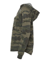 Independent Trading Co. PRM2500 Women’s Lightweight California Wave Wash Hooded Sweatshirt #color_Forest Camo Heather