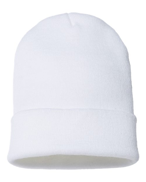 "CAP AMERICA TKN24 USA-Made 12" Cuffed Beanie #color_White"