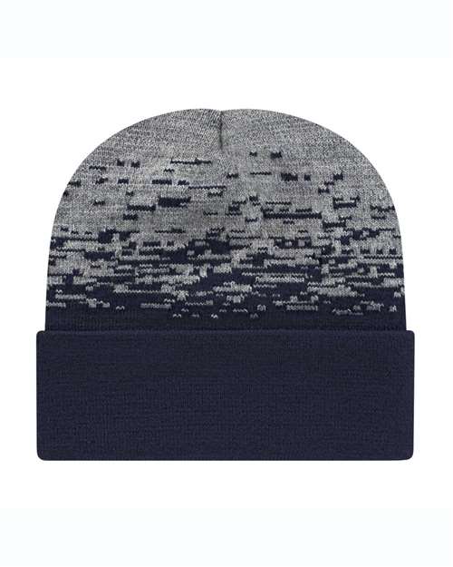 CAP AMERICA RKS12 USA-Made Static Cuffed Beanie #color_True Navy/ Heather Grey