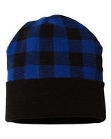 CAP AMERICA RKP12 USA-Made Plaid Beanie #color_Black/ True Royal
