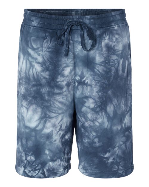 Independent Trading Co. PRM50STTD Tie-Dyed Fleece Shorts #color_Tie Dye Navy