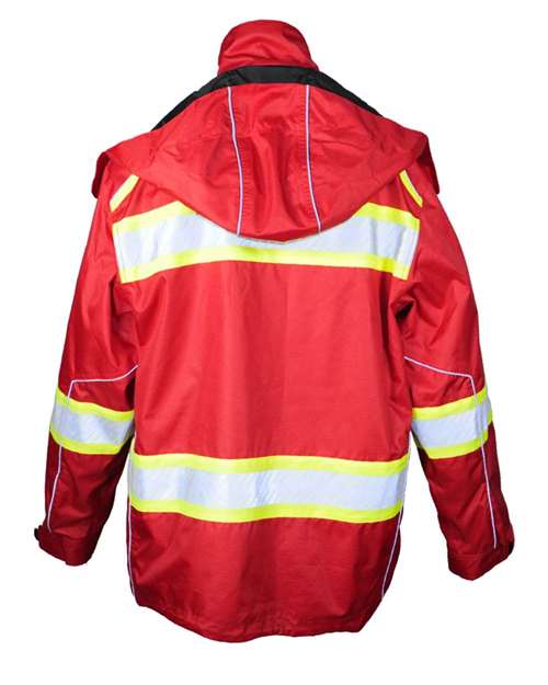 Kishigo B300-303 EV Series Enhanced Visibility Premium Jacket #color_Red/ Lime