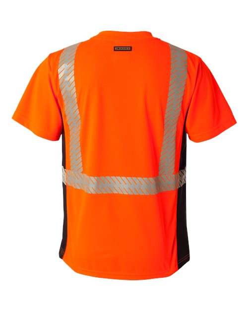 Kishigo 9114-9115 Premium Black Series Breathable Tape Class 2 T-Shirt #color_Fluorescent Red (9700)
