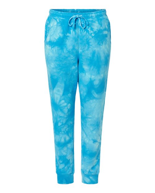 Independent Trading Co. PRM50PTTD Tie-Dyed Fleece Pants #color_Tie Dye Aqua Blue