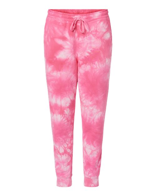 Independent Trading Co. PRM50PTTD Tie-Dyed Fleece Pants #color_Tie Dye Pink