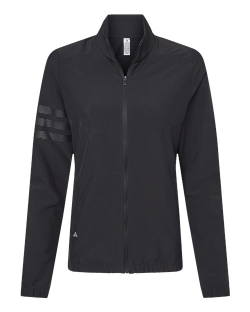 Adidas A268 Women's 3-Stripes Full-Zip Jacket #color_Black/ Black