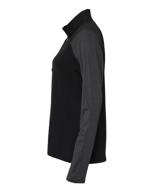 Adidas A521 Women's Stripe Block Quarter-Zip Pullover #color_Black