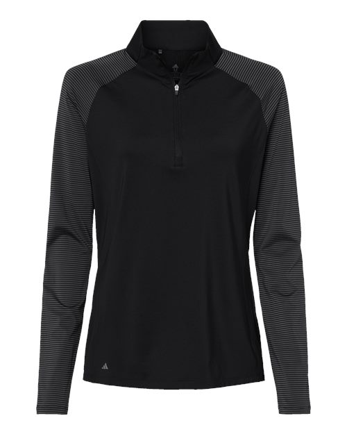 Adidas A521 Women's Stripe Block Quarter-Zip Pullover #color_Black