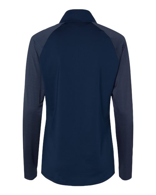 Adidas A521 Women's Stripe Block Quarter-Zip Pullover #color_Team Navy Blue
