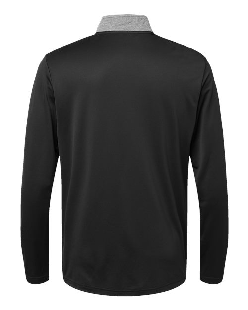 Adidas A522 Heather Block Print Quarter-Zip Pullover #color_Black Melange/ Black/ Grey Three