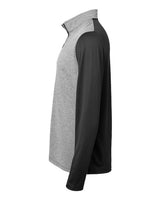 Adidas A522 Heather Block Print Quarter-Zip Pullover #color_Black Melange/ Black/ Grey Three
