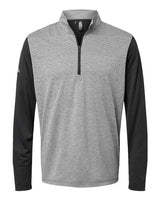 Adidas A522 Heather Block Print Quarter-Zip Pullover #color_Black Melange/ Black/ Grey Three