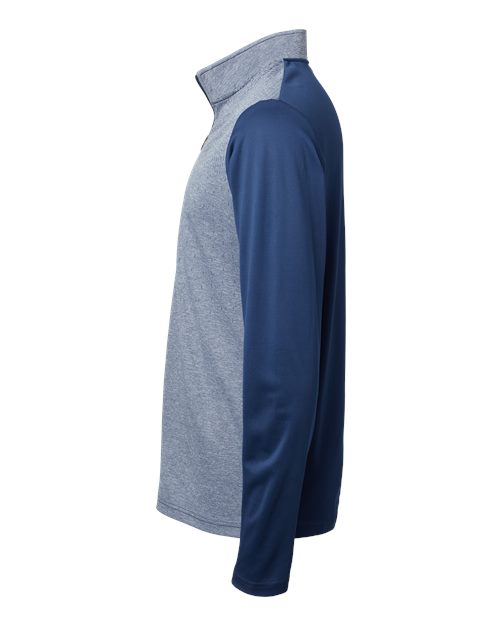 Adidas A522 Heather Block Print Quarter-Zip Pullover #color_Collegiate Navy Melange/ Navy/ Grey Three