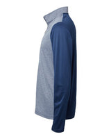 Adidas A522 Heather Block Print Quarter-Zip Pullover #color_Collegiate Navy Melange/ Navy/ Grey Three