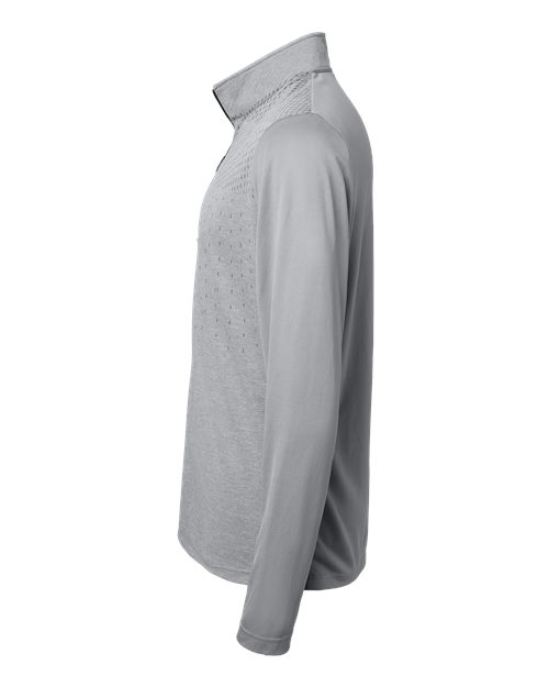Adidas A522 Heather Block Print Quarter-Zip Pullover #color_Grey Three Melange/ Grey Three/ Black