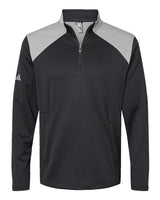 Adidas A532 Textured Mixed Media Quarter-Zip Pullover #color_Black/ Grey Three