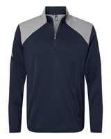 Adidas A532 Textured Mixed Media Quarter-Zip Pullover #color_Collegiate Navy/ Grey Three