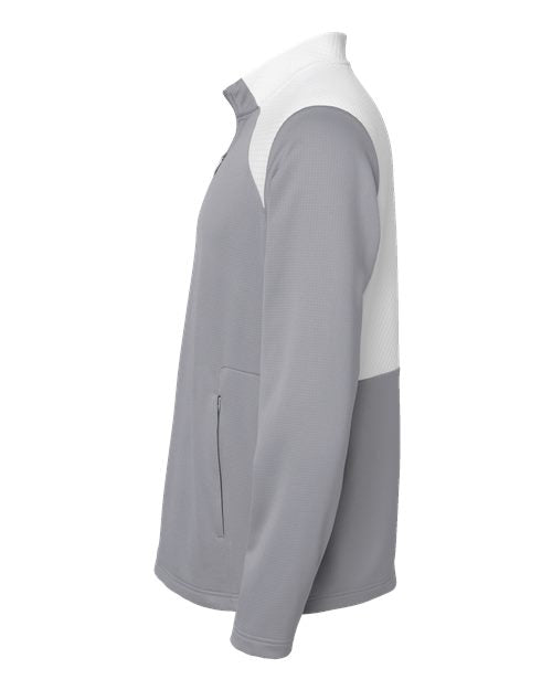 Adidas A532 Textured Mixed Media Quarter-Zip Pullover #color_Grey Three/ White