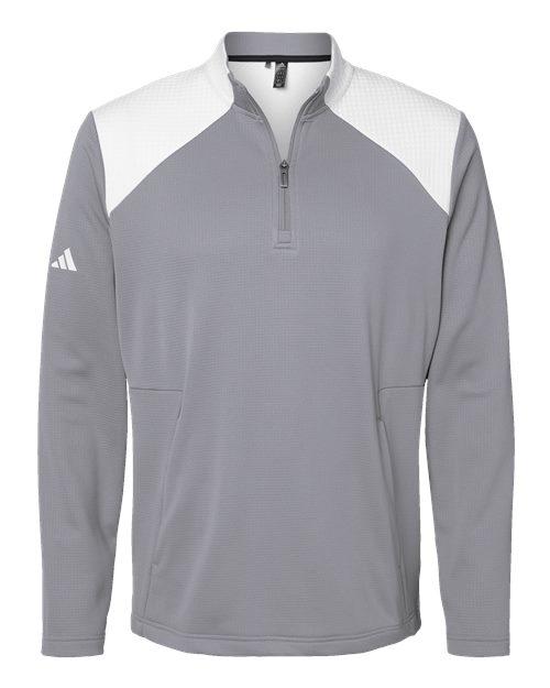 Adidas A532 Textured Mixed Media Quarter-Zip Pullover #color_Grey Three/ White