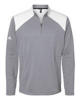 Adidas A532 Textured Mixed Media Quarter-Zip Pullover #color_Grey Three/ White