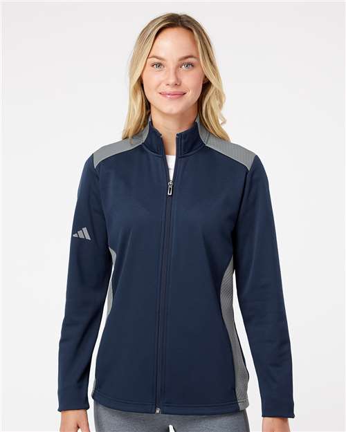 Adidas A529 Women's Textured Mixed Media Full-Zip Jacket