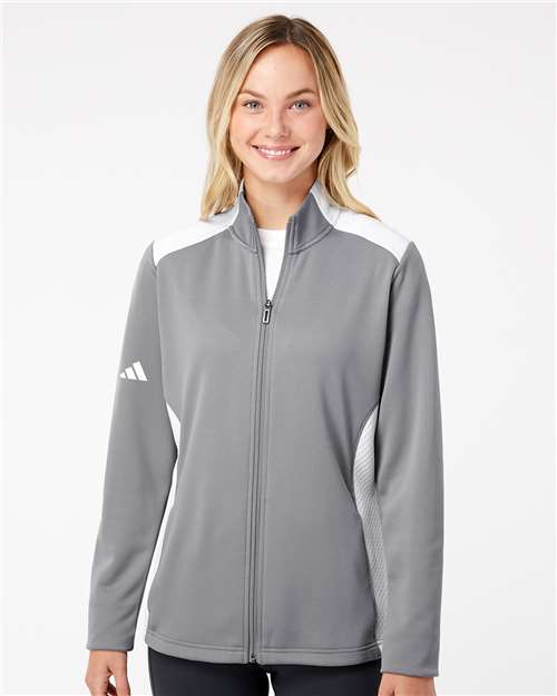 Adidas A529 Women's Textured Mixed Media Full-Zip Jacket