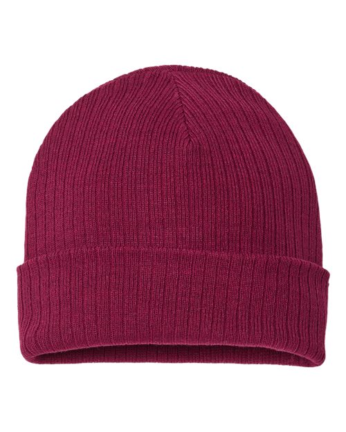 Atlantis Headwear RIO Sustainable Rib Cuffed Beanie #color_Burgundy