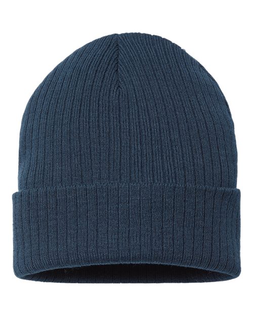Atlantis Headwear RIO Sustainable Rib Cuffed Beanie #color_Navy