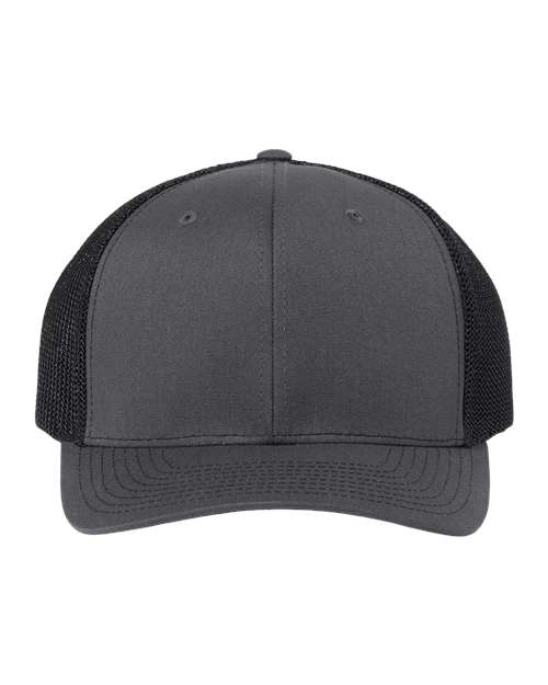 Richardson 112PL 112+ R-Flex Adjustable Trucker Cap #color_Charcoal/ Black