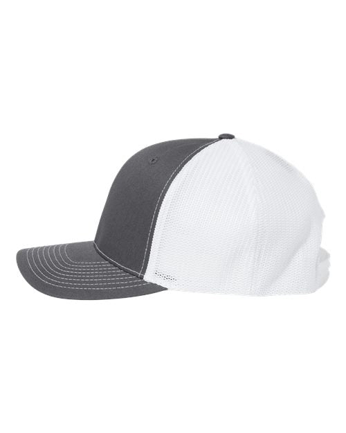 Richardson 112PL 112+ R-Flex Adjustable Trucker Cap #color_Charcoal/ White