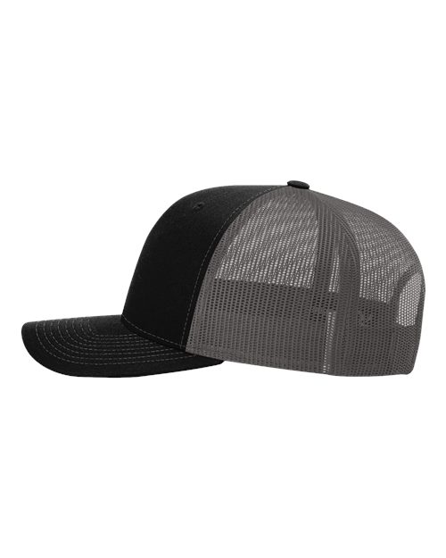Richardson 112RE Sustainable Trucker Cap #color_Black/ Charcoal