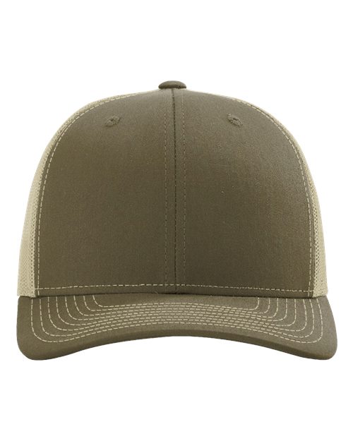 Richardson 112RE Sustainable Trucker Cap #color_Loden/ Khaki