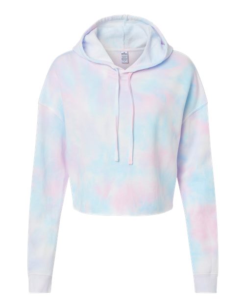 Independent Trading Co. AFX64CRP Women’s Lightweight Crop Hooded Sweatshirt #color_Tie Dye Cotton Candy