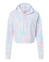 Independent Trading Co. AFX64CRP Women’s Lightweight Crop Hooded Sweatshirt #color_Tie Dye Cotton Candy