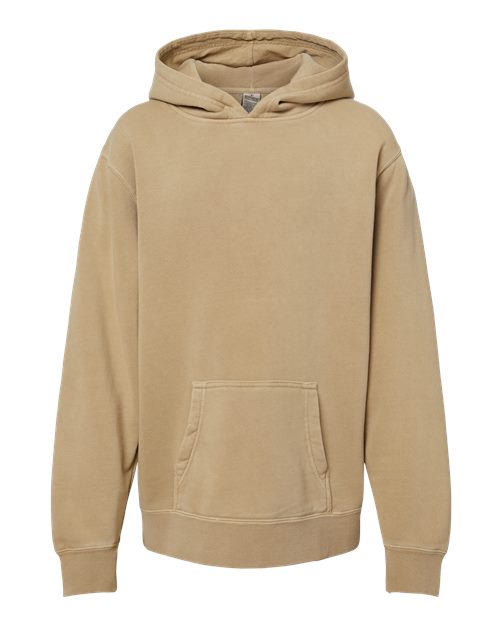 Independent Trading Co. PRM1500Y Youth Midweight Pigment-Dyed Hooded Sweatshirt #color_Pigment Sandstone