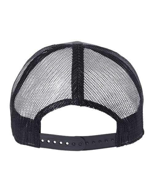 Atlantis Headwear RETH Sustainable Recy Three Trucker Cap #color_Dark Grey/ Black