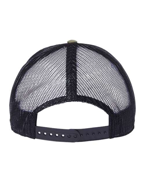 Atlantis Headwear RETH Sustainable Recy Three Trucker Cap #color_Olive/ Black