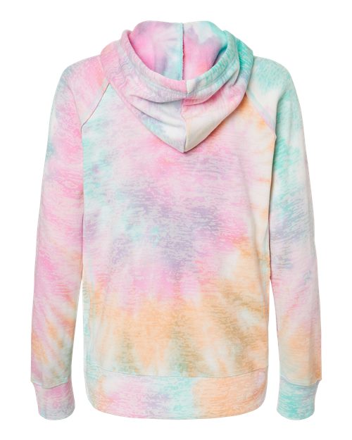 MV Sport W1162 Women’s Courtney Burnout V-Notch Hooded Sweatshirt #color_Rainbow Sorbet