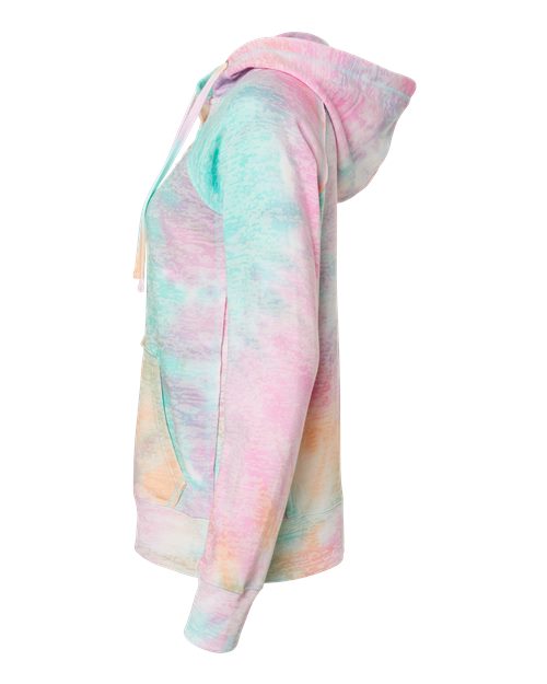MV Sport W1162 Women’s Courtney Burnout V-Notch Hooded Sweatshirt #color_Rainbow Sorbet